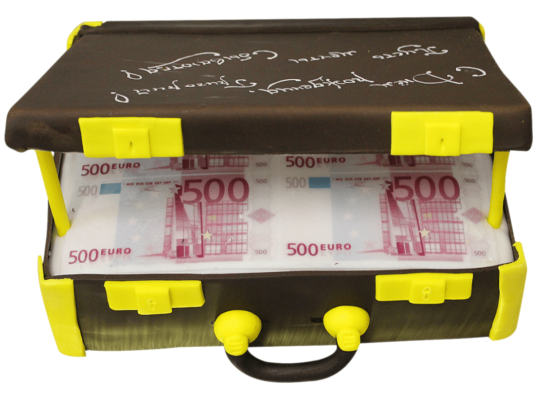 Торт праздничный чемодан с евро №153