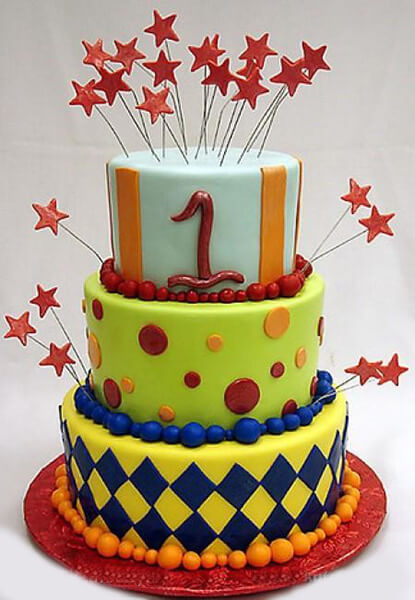 Детский торт на один годик Фейерверк №814