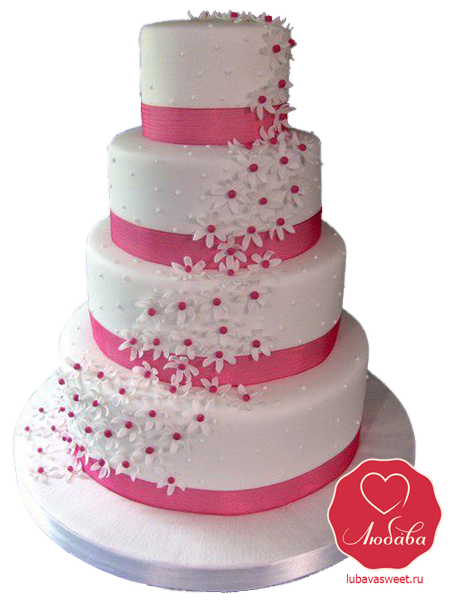 Торт свадебный бело-розовый №800