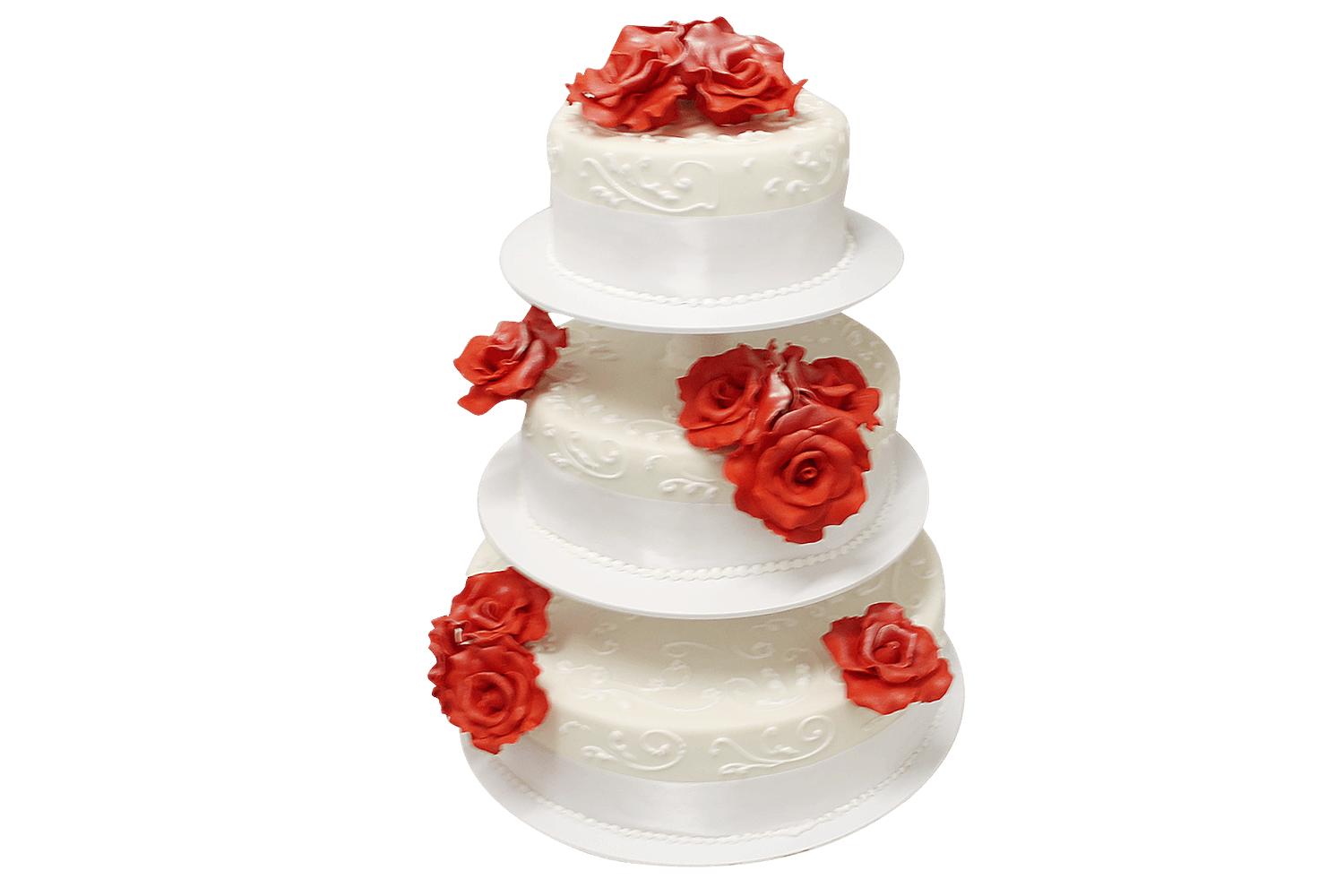 Торт свадебный с красными розами №403
