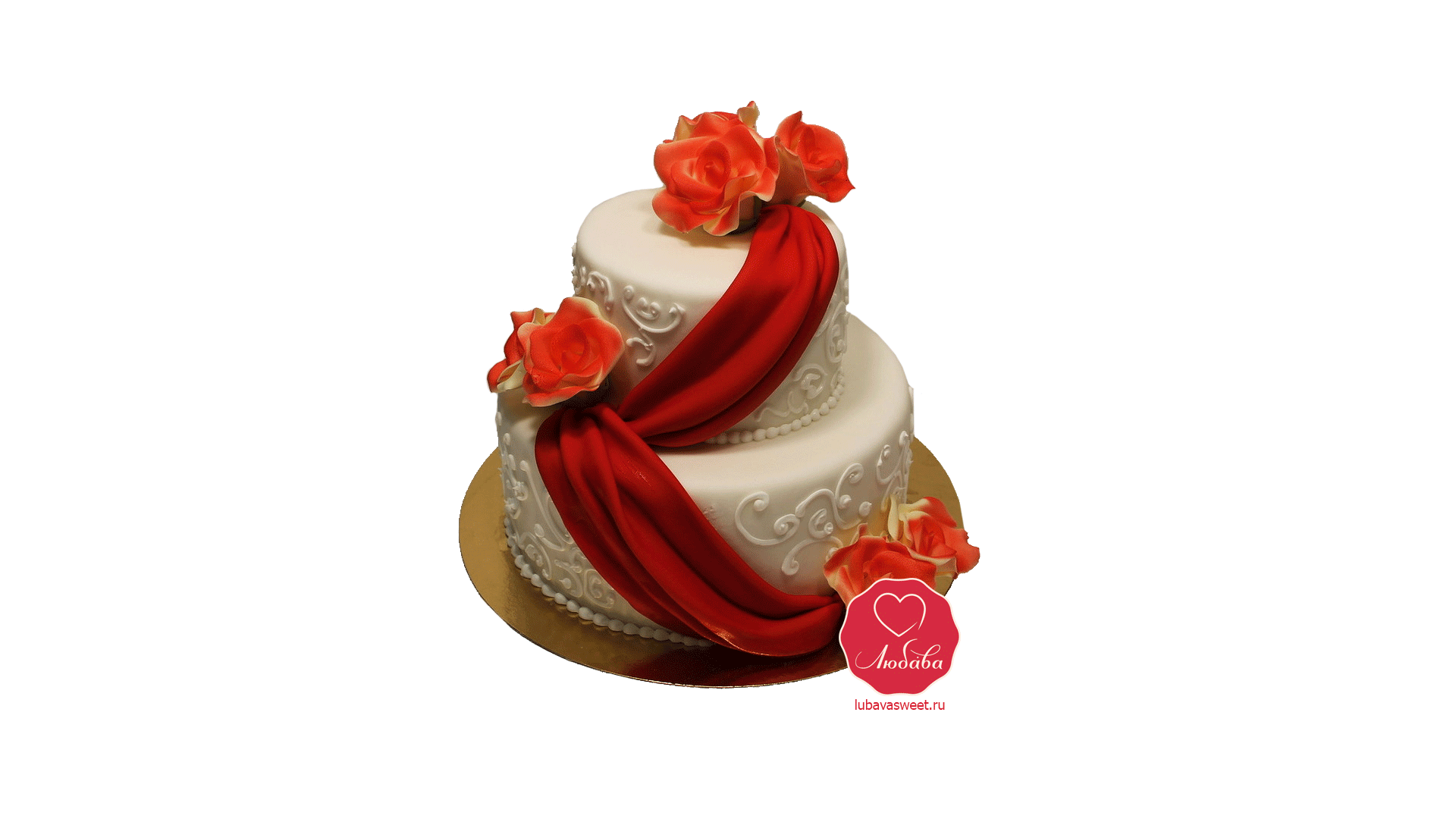 Торт Розы с красной лентой №1050