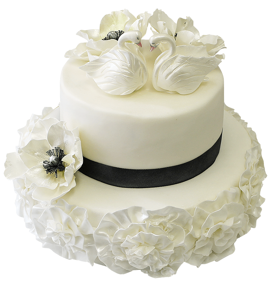 Торт свадебный Влюбленные лебеди №307