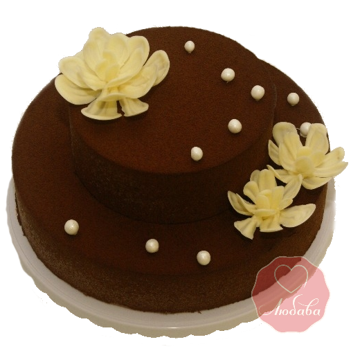 Торт Бархатный Шоколадный с цветами №1133