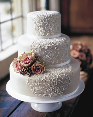 Торт свадебный Белый трехъярусный №717