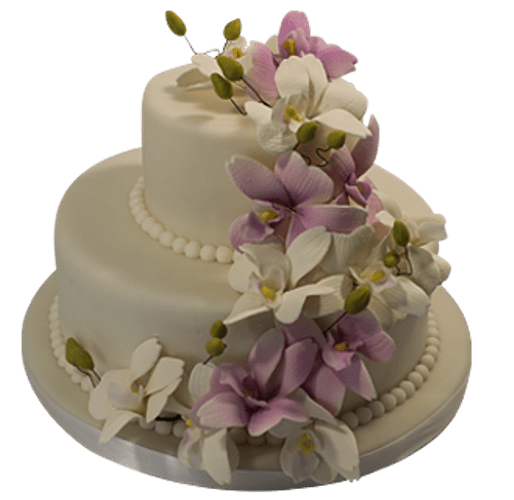 Торт свадебный с каскадом лилий №485