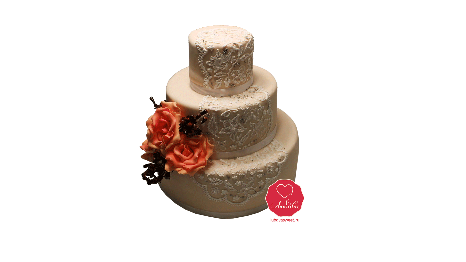 Торт свадебный с розами №991