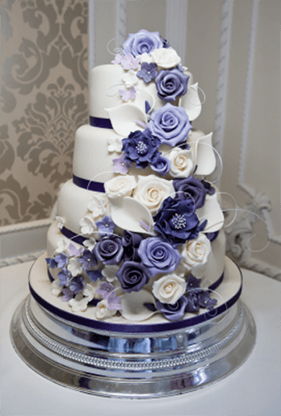 Торт свадебный белый с фиолетовым №742