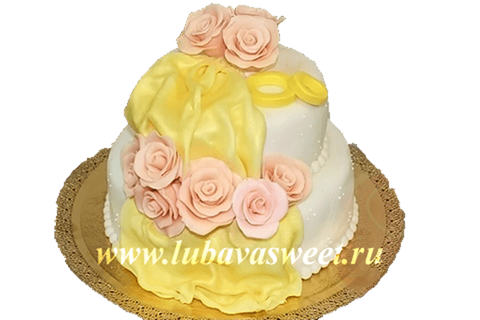 Торт свадебный с цветами №125