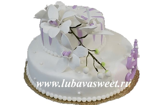 Торт с белыми цветами №157