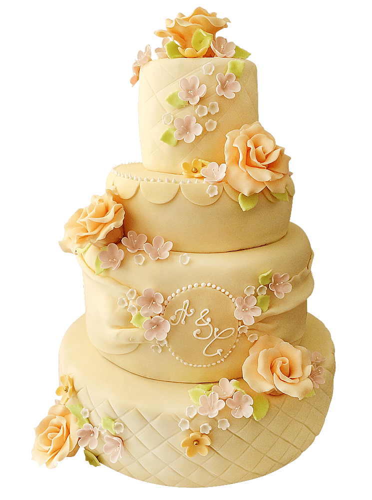 Торт свадебный желтые розы №223