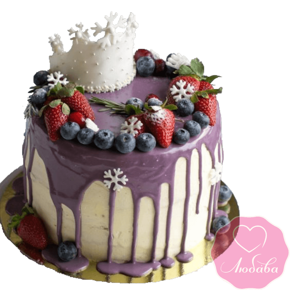 Торт детский с ягодами и короной №2303