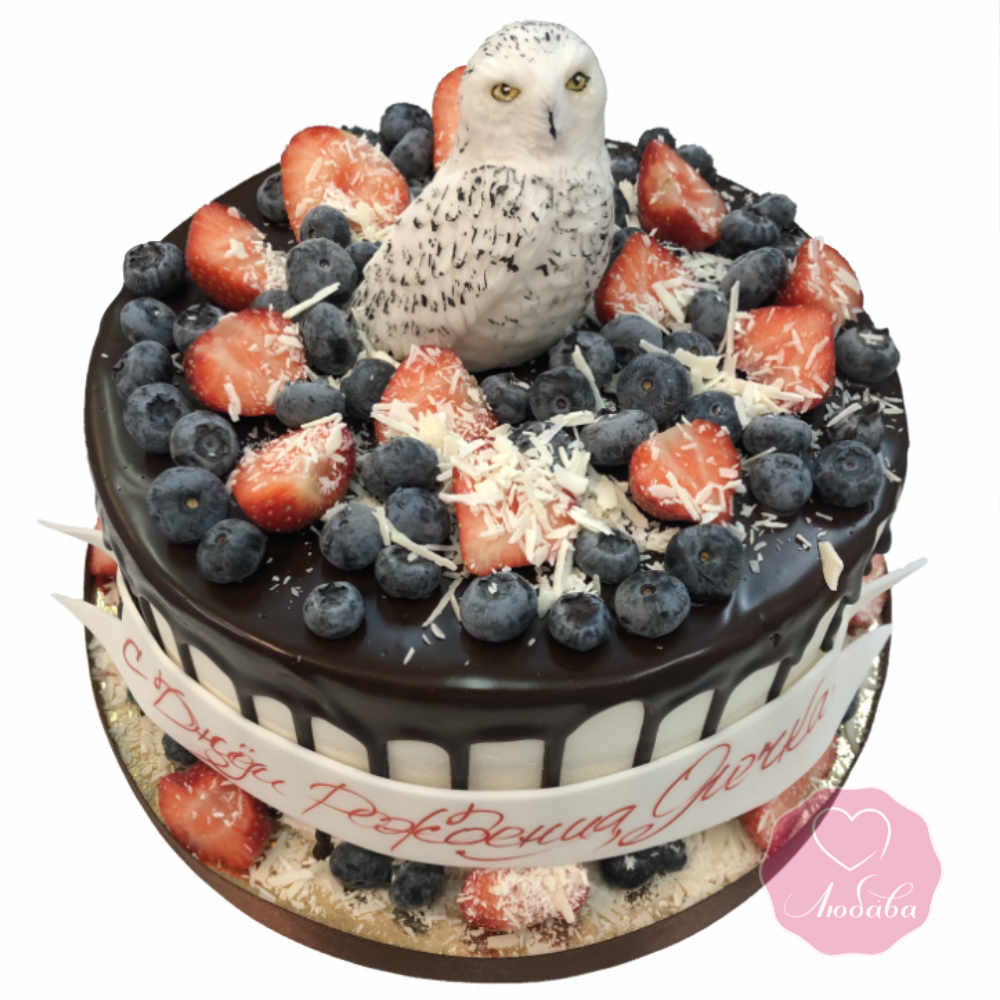 Торт детский ягодный с полярной совой №2689