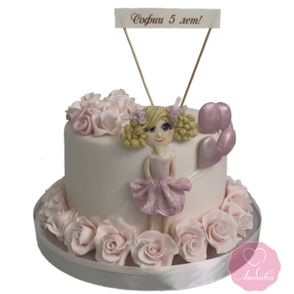 Торт для девочки с цветами №2934