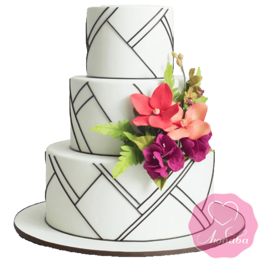 Торт свадебный трехъярусный №2130