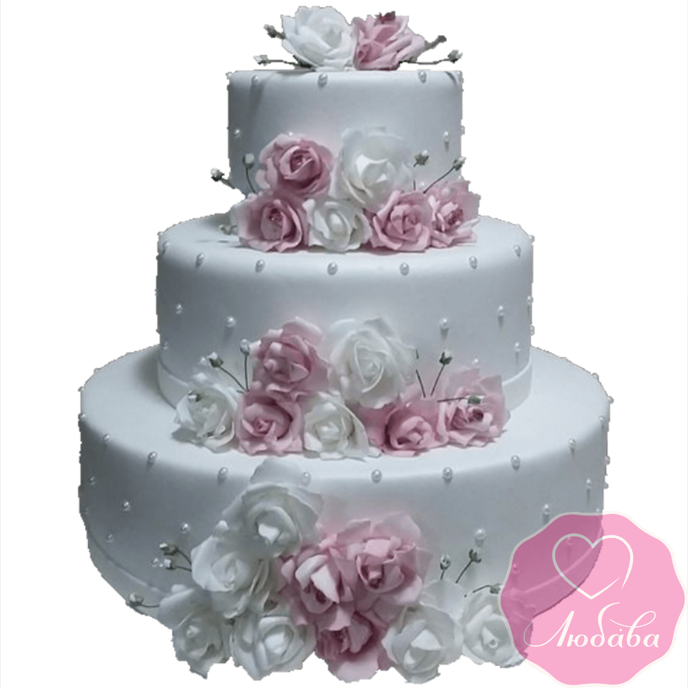 Торт свадебный с розами №2143