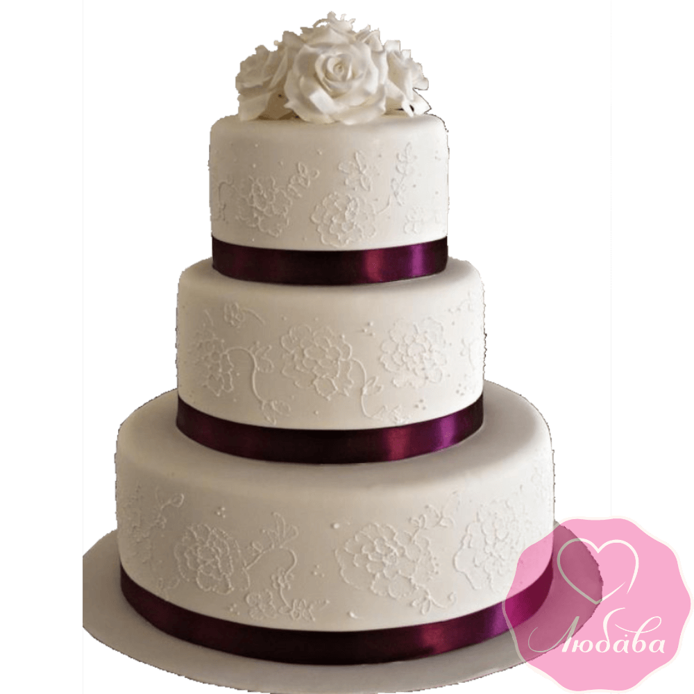 Торт свадебный с белыми розами №2151