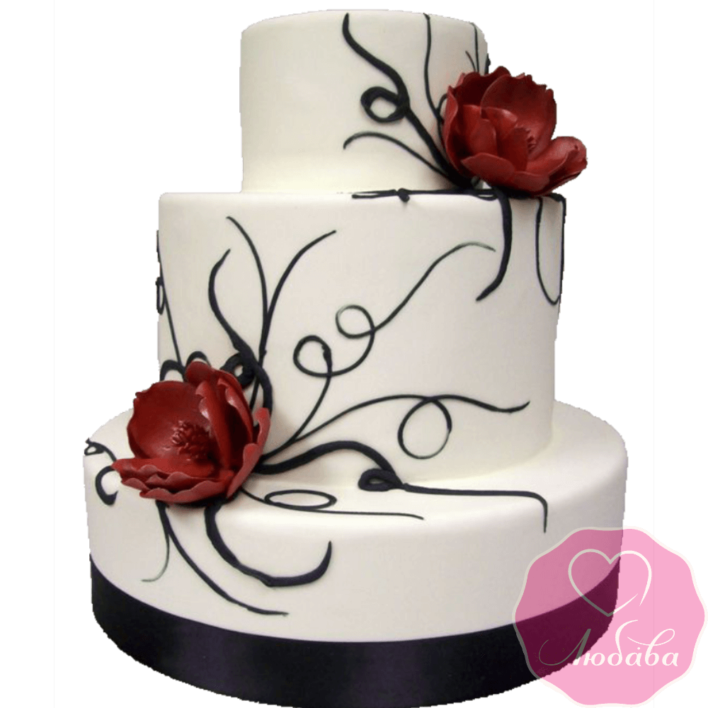 Торт свадебный с маками №2180