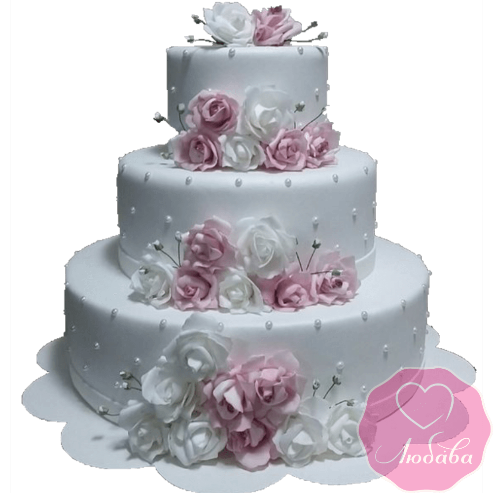 Торт свадебный с розами №2190