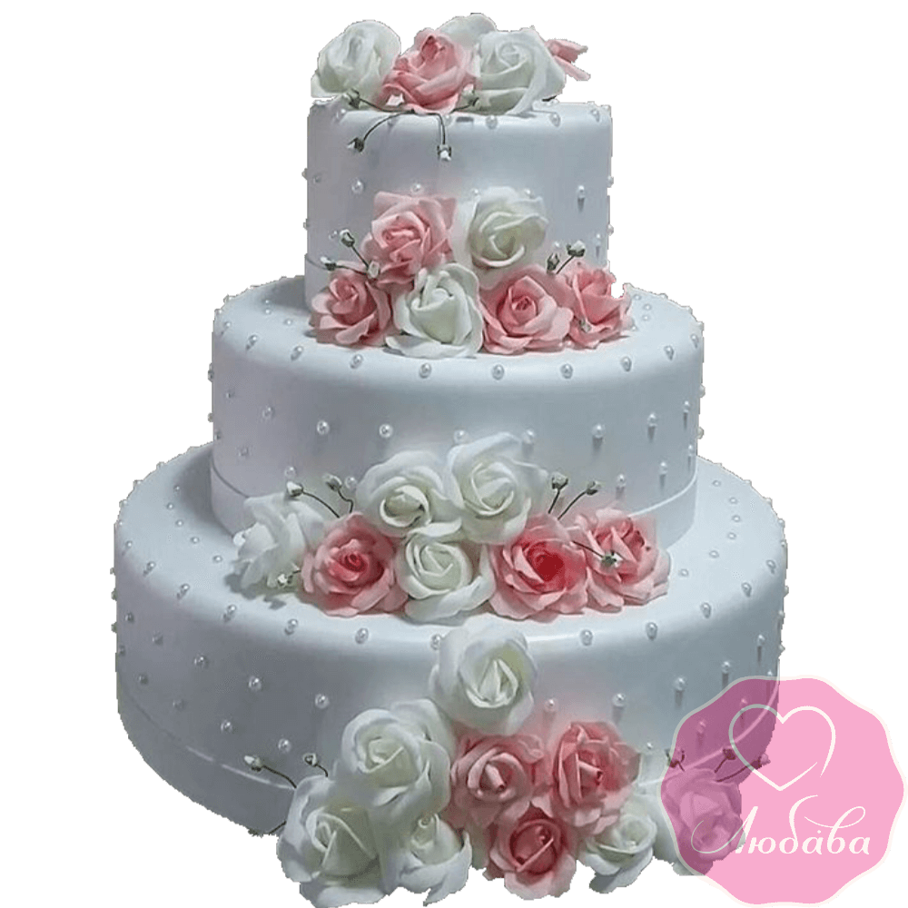 Торт свадебный с розами №2211