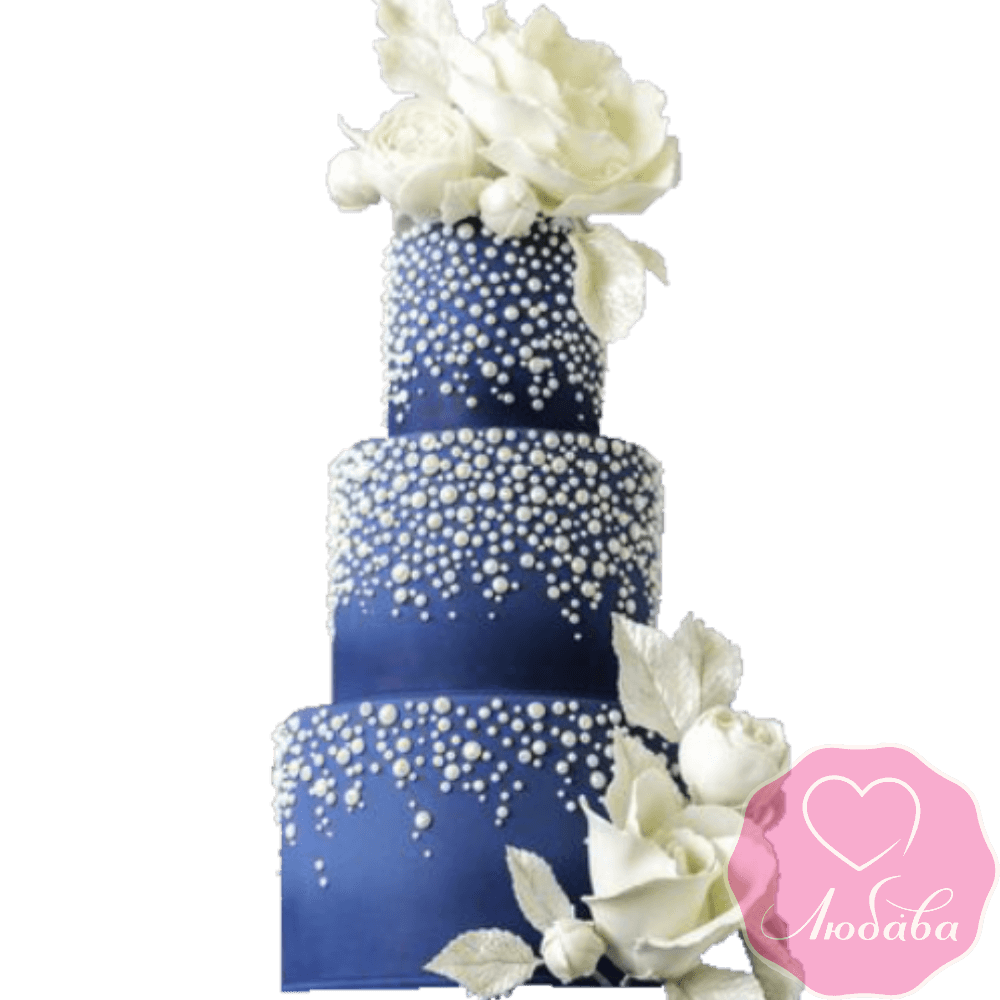 Торт свадебный с белыми розами №2215