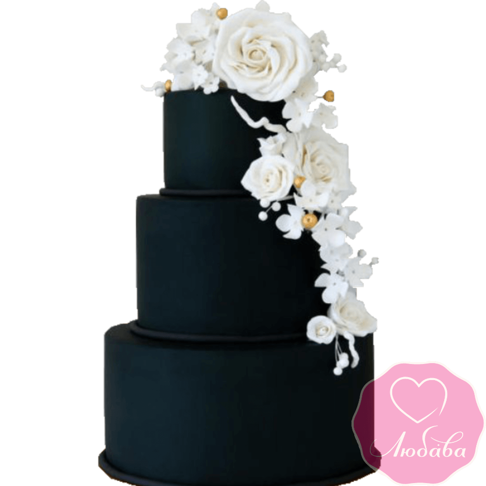 Торт свадебный с белыми розами №2222