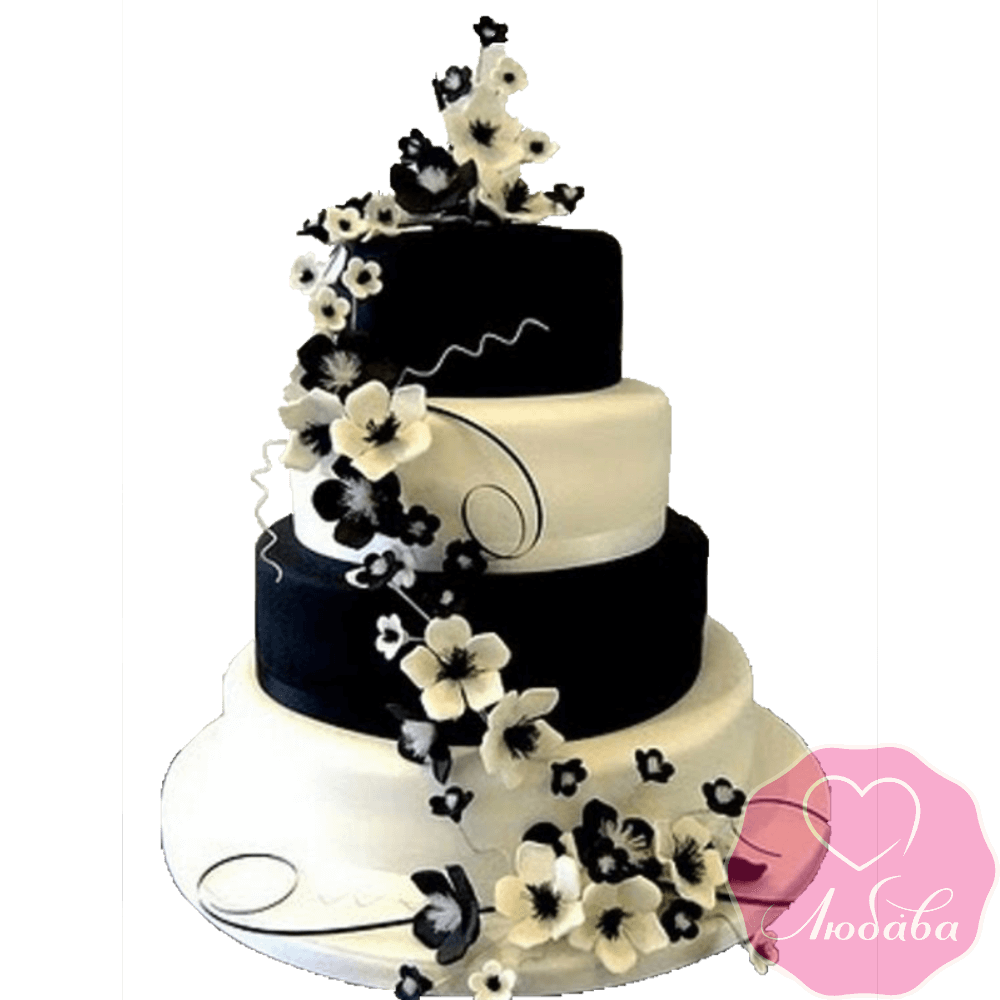Торт свадебный с цветами №2224