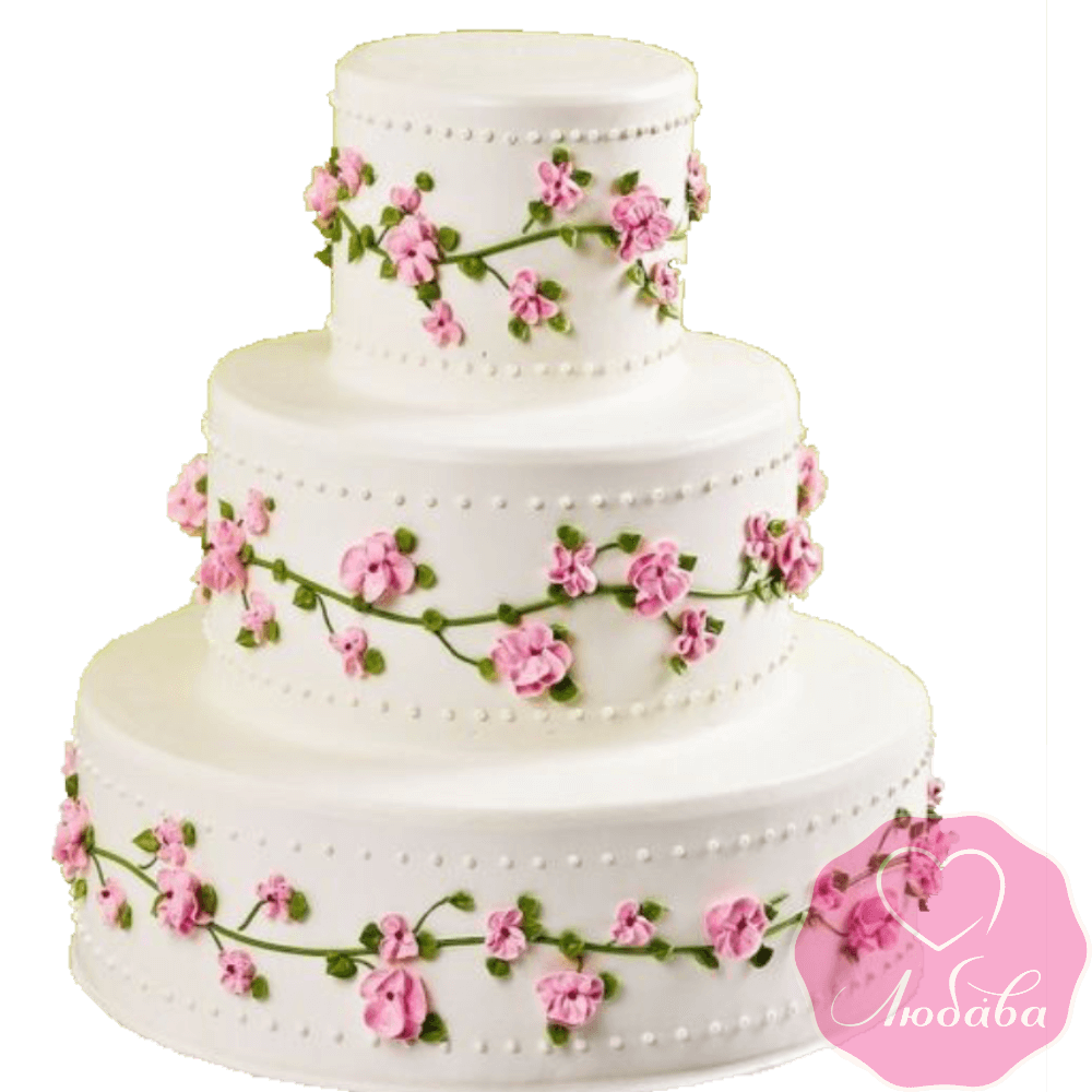 Торт свадебный с цветами №2245