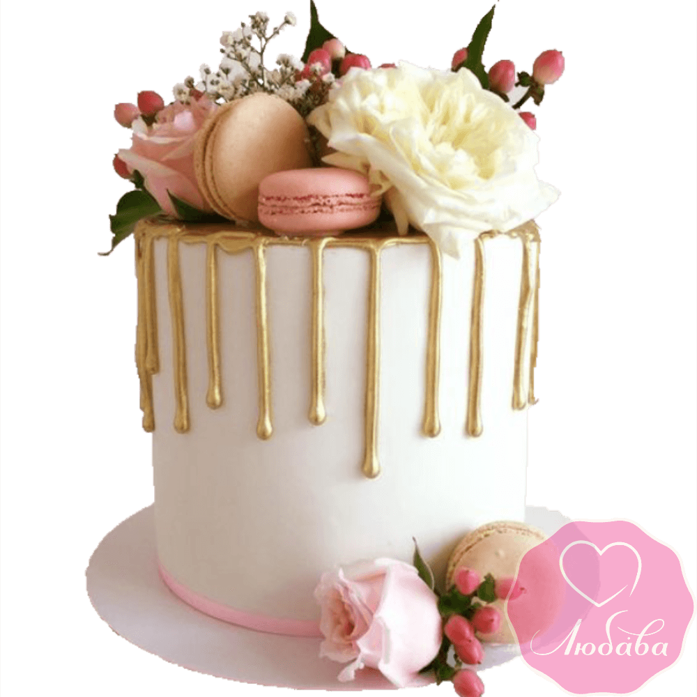 Торт свадебный одноярусный с розами №2314