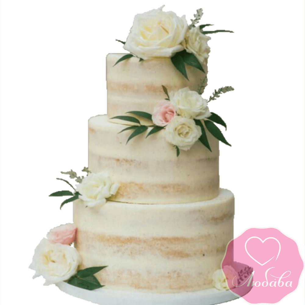 Торт свадебный без мастики с розами №2315