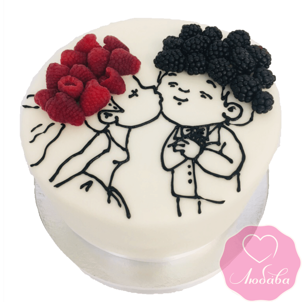 Торт свадебный одноярусный с ягодами №2360