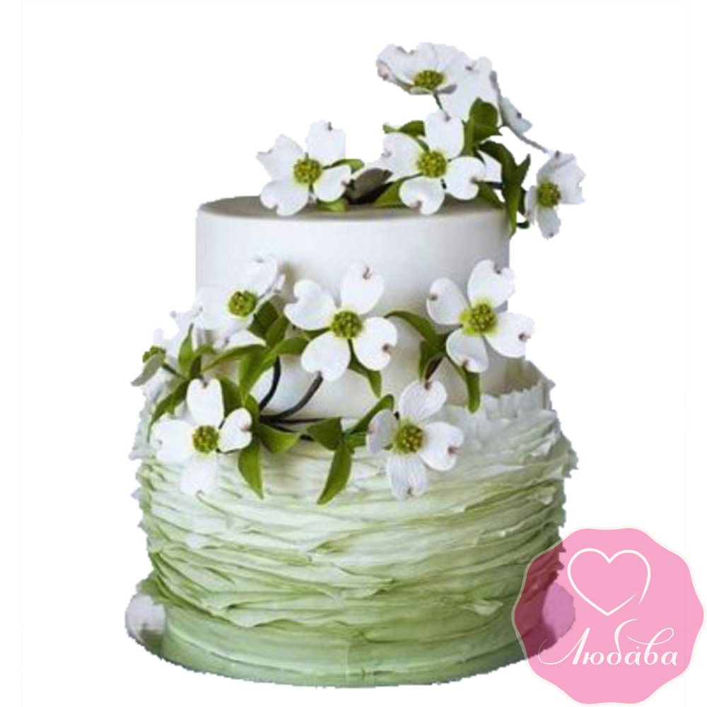 Торт свадебный с цветами №2444