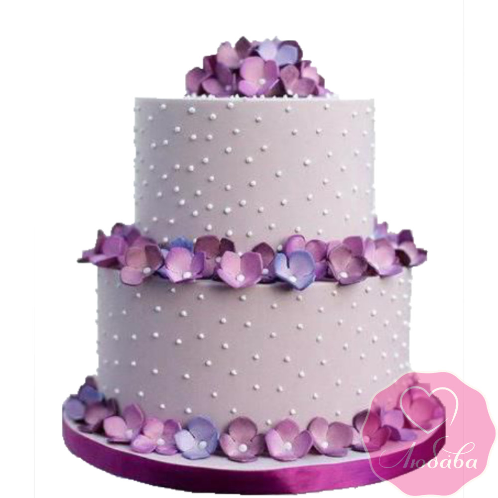 Торт свадебный с гортензиями №2638