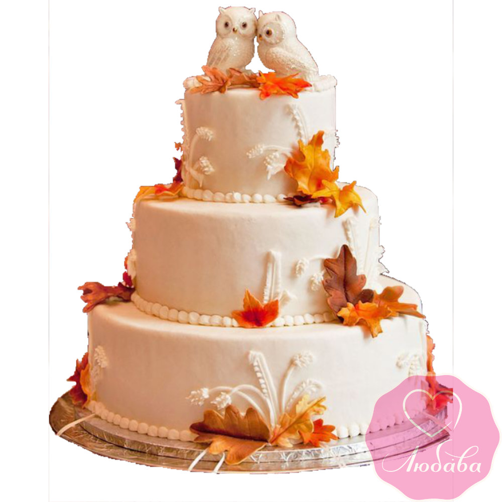 Торт свадебный с совами №2640