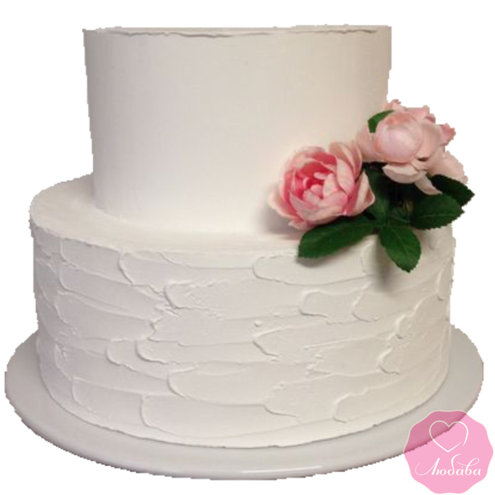Торт свадебный без мастики с цветами №2746