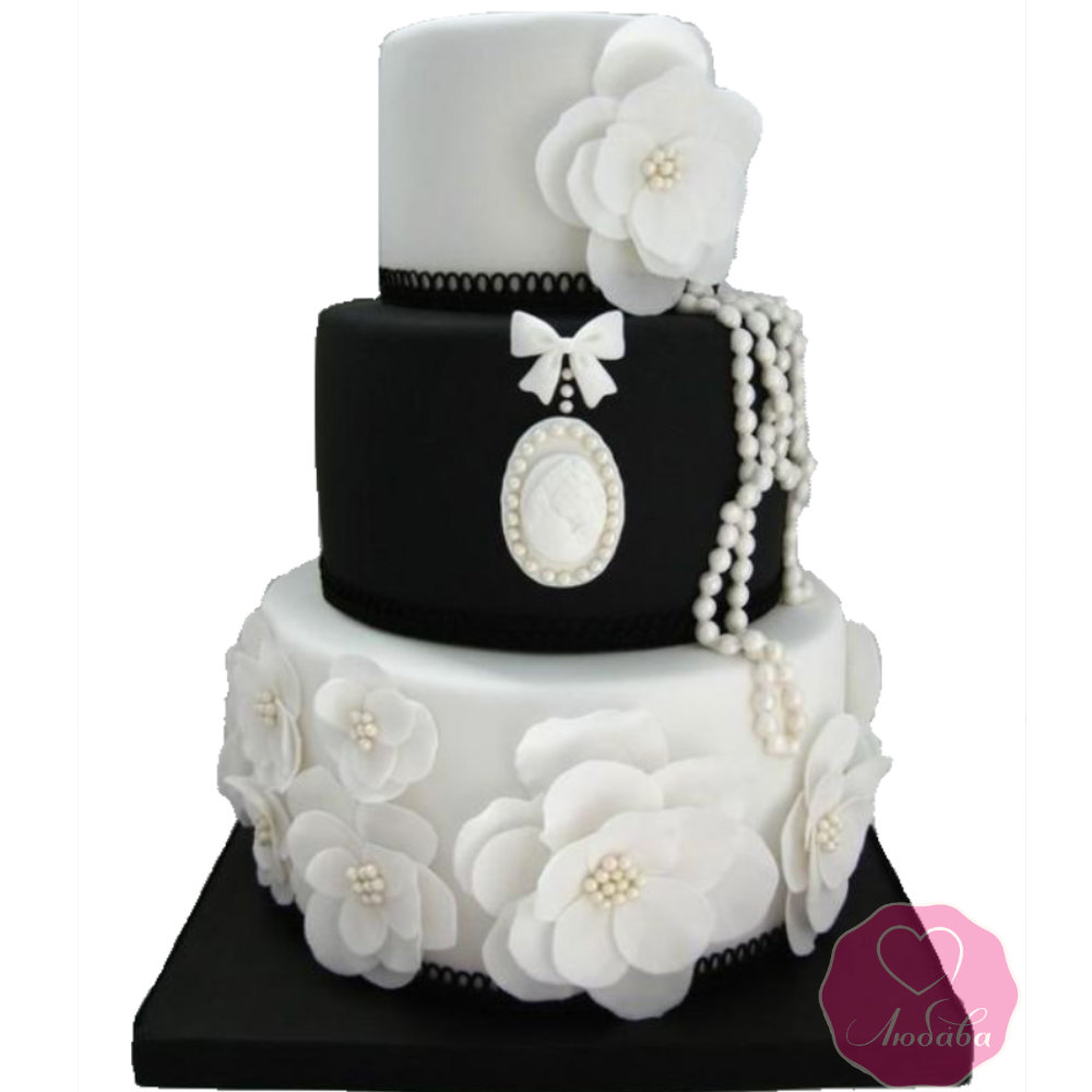 Торт свадебный черно-белый №2776