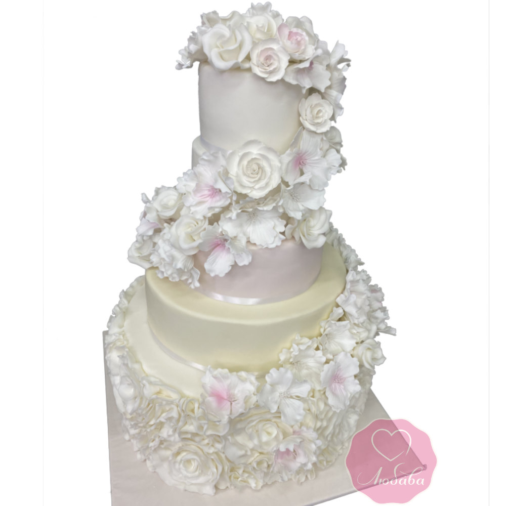 Свадебный торт с цветами №3110